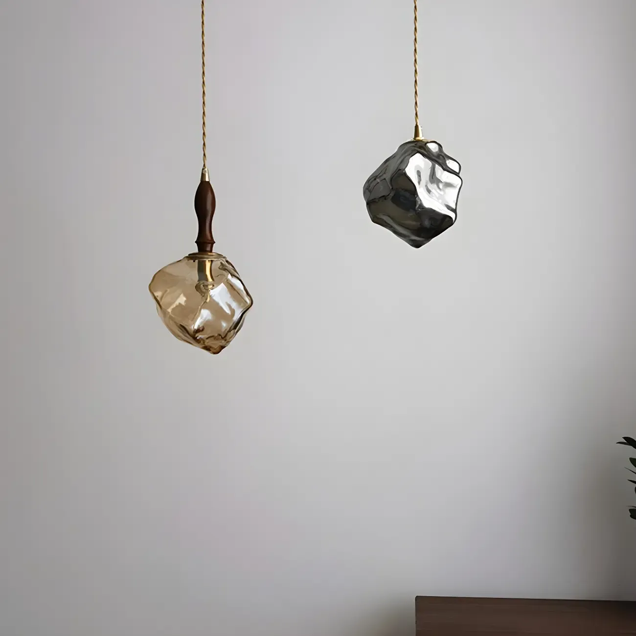 Modern Amber Irregular Crystal Pendant Light for Home Decor Image - 3