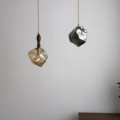 Modern Amber Irregular Crystal Pendant Light for Home Decor Image - 3