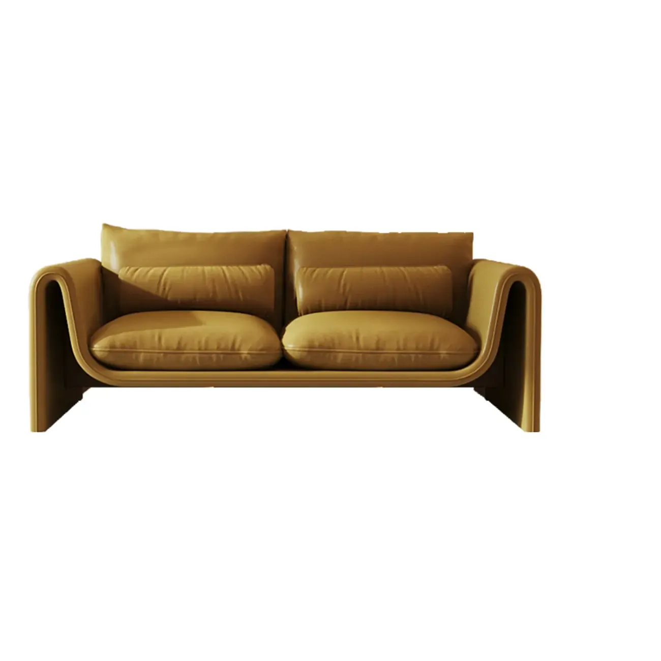 Minimalist Leather Loveseat Sofa Couch with Pillow for Living Room Image - 2