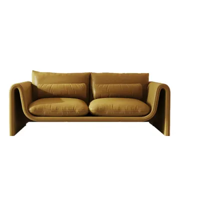 Minimalist Leather Loveseat Sofa Couch with Pillow for Living Room Image - 2