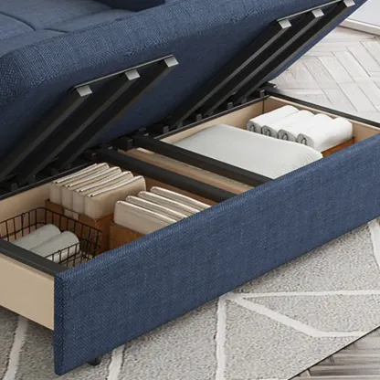 Modern Cotton & Linen Sleeper Sofa with Hidden Storage  Image - 7