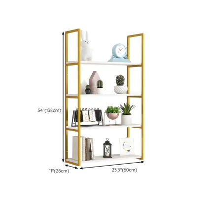 Modern Floating Bookshelf White Display Shelf Gold Frame Image - 32