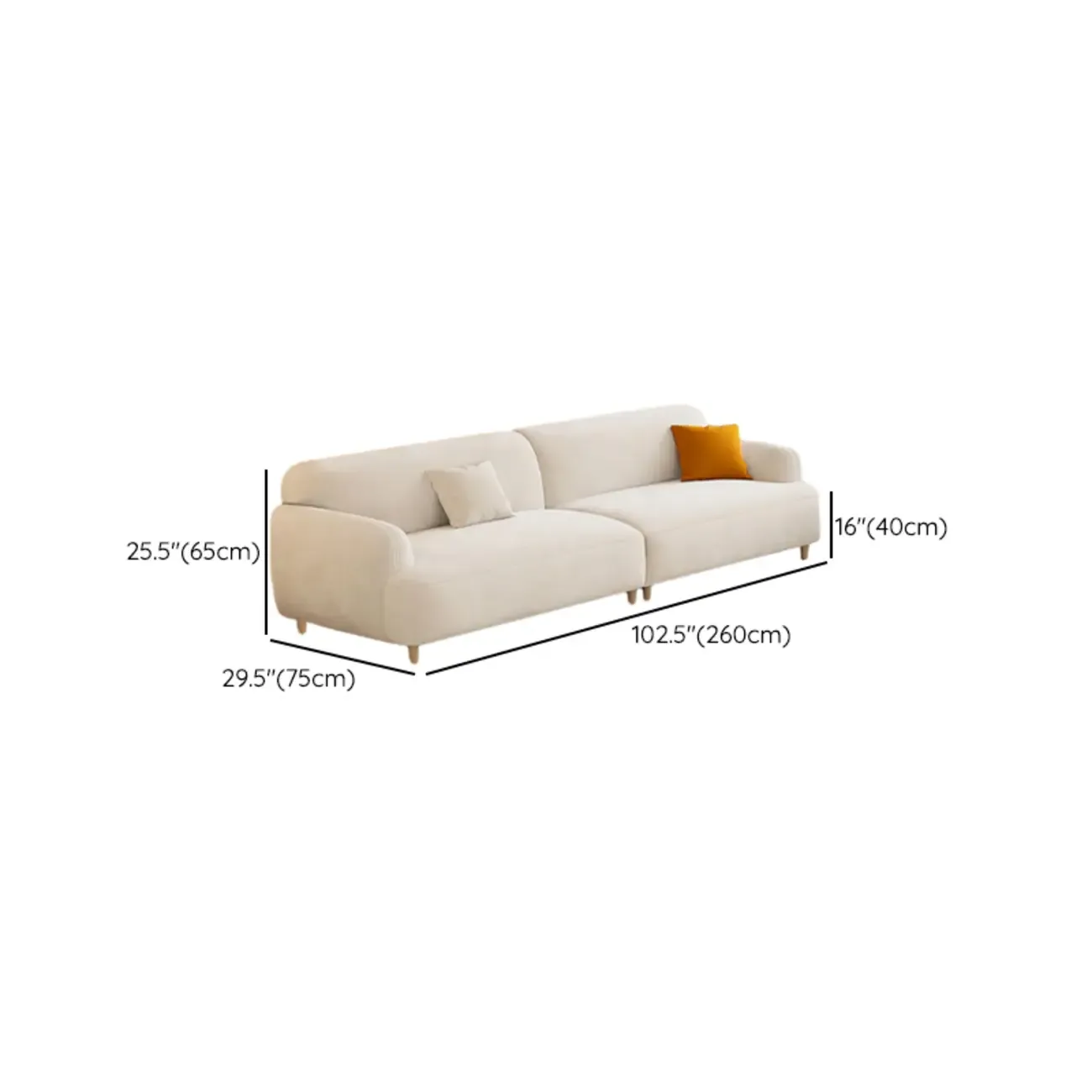 82.5" Comfy Cozy Off-white Flannel Loveseat Living Room Sofa Courch with Pillows Image - 13