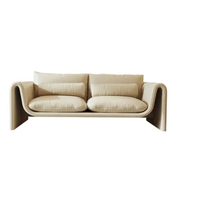 Minimalist Leather Loveseat Sofa Couch with Pillow for Living Room Image - 5