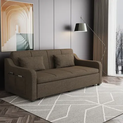 Modern Cotton & Linen Sleeper Sofa with Hidden Storage  Image - 9