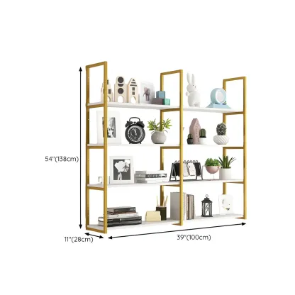 Modern Floating Bookshelf White Display Shelf Gold Frame Image - 34