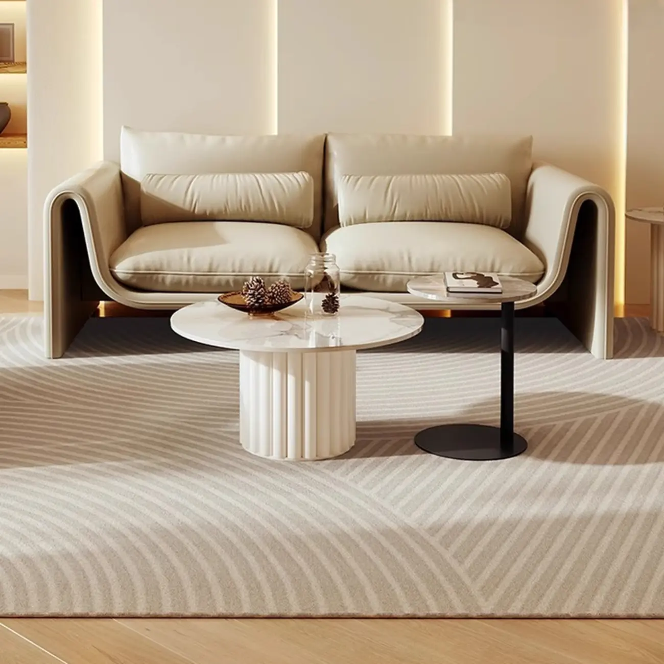 Minimalist Leather Loveseat Sofa Couch with Pillow for Living Room Image - 6 | homeyfad