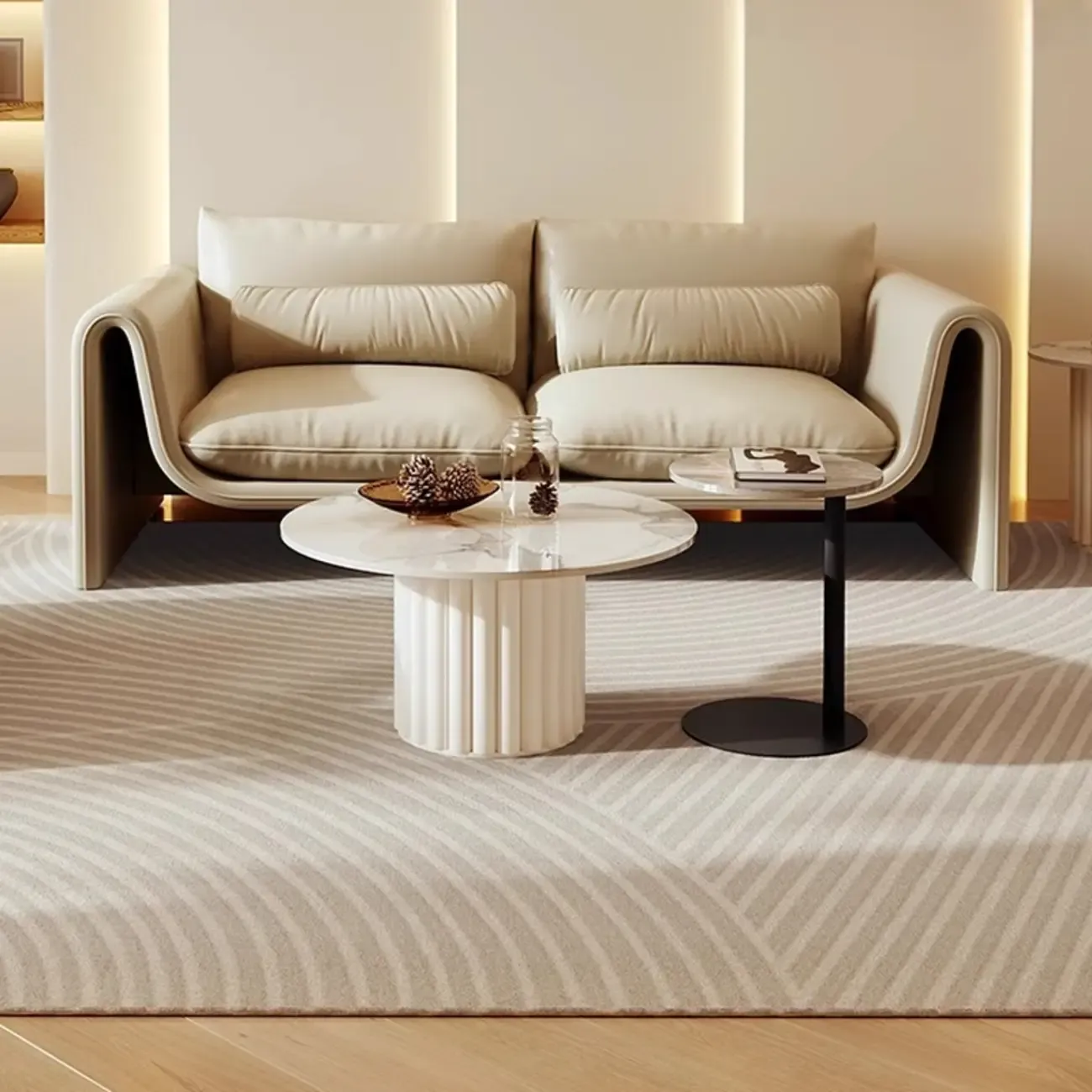Minimalist Leather Loveseat Sofa Couch with Pillow for Living Room Image - 6