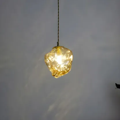 Modern Amber Irregular Crystal Pendant Light for Home Decor Image - 8