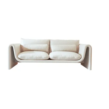Minimalist Leather Loveseat Sofa Couch with Pillow for Living Room Image - 7