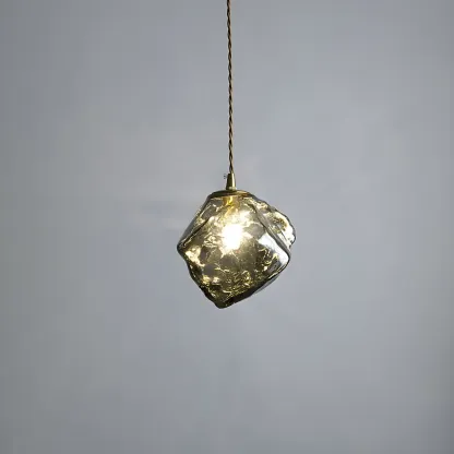 Modern Amber Irregular Crystal Pendant Light for Home Decor Image - 9