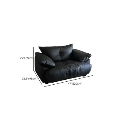 Single Multi-seat Parlor Sofa in Midnight Black with Concealed Support #size