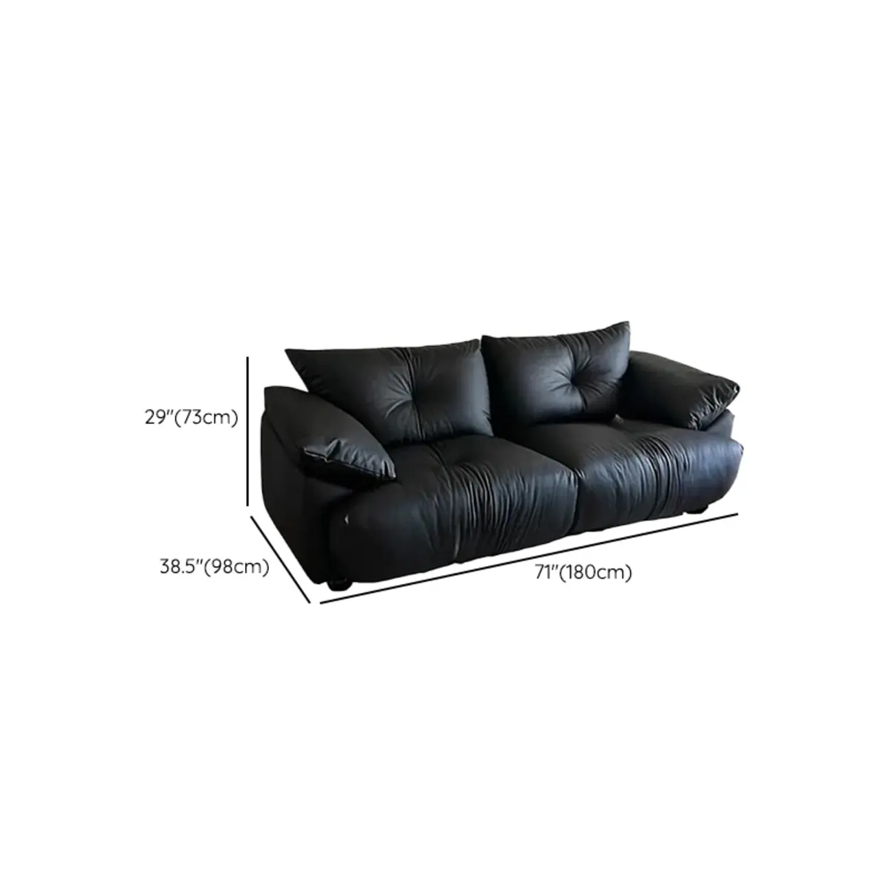 Single Multi-seat Parlor Sofa in Midnight Black with Concealed Support Image - 16 | homeyfad