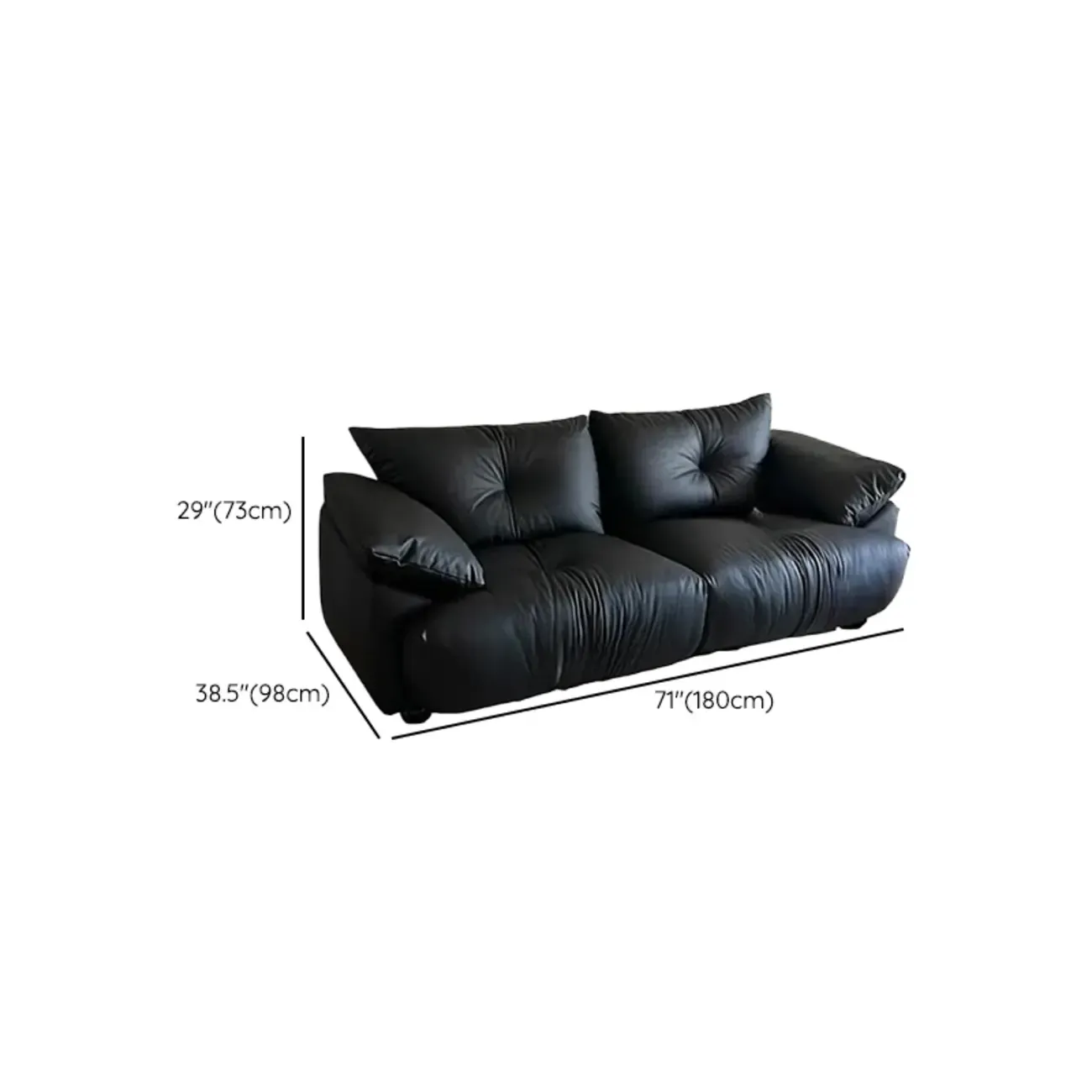Single Multi-seat Parlor Sofa in Midnight Black with Concealed Support Image - 16