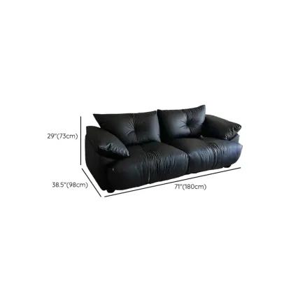 Single Multi-seat Parlor Sofa in Midnight Black with Concealed Support Image - 16