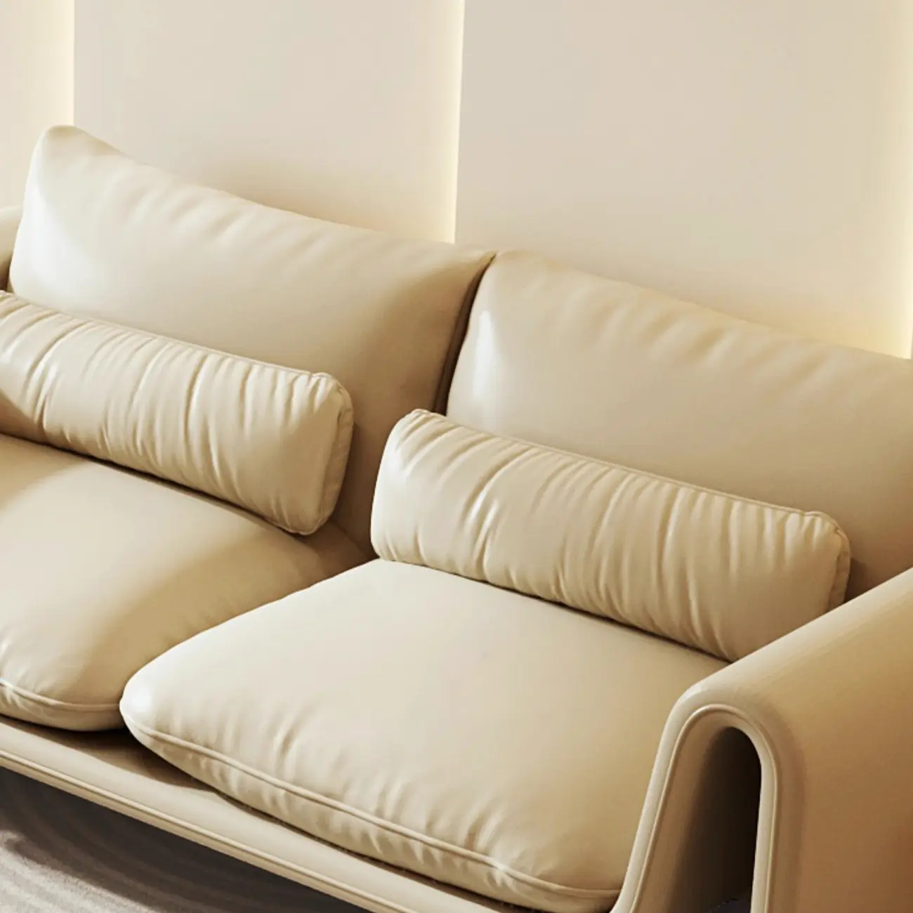 Minimalist Leather Loveseat Sofa Couch with Pillow for Living Room Image - 10 | homeyfad