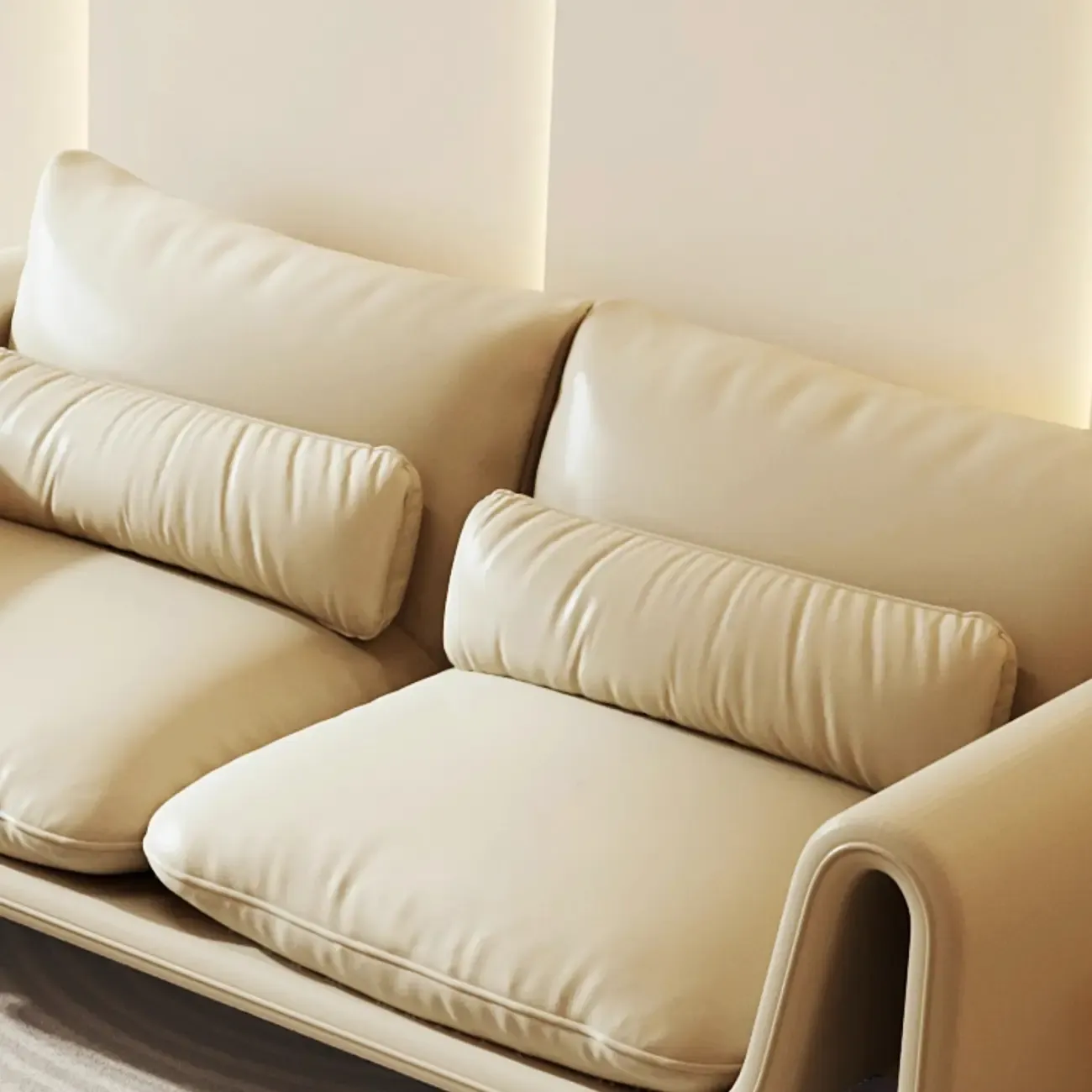 Minimalist Leather Loveseat Sofa Couch with Pillow for Living Room Image - 10