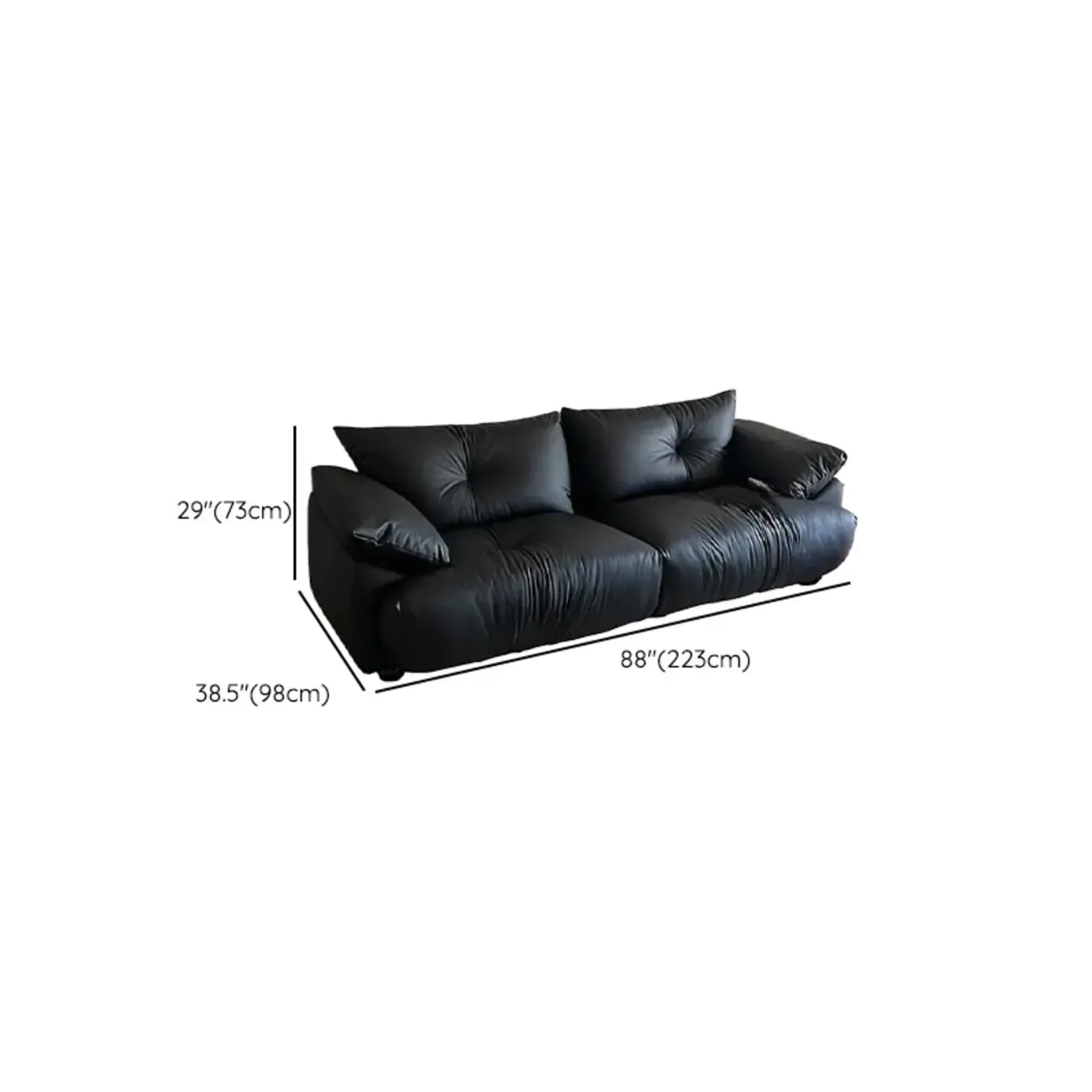 Single Multi-seat Parlor Sofa in Midnight Black with Concealed Support Image - 17