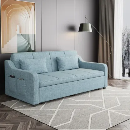 Modern Cotton & Linen Sleeper Sofa with Hidden Storage  Image - 13