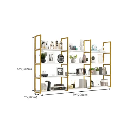 Modern Floating Bookshelf White Display Shelf Gold Frame Image - 39