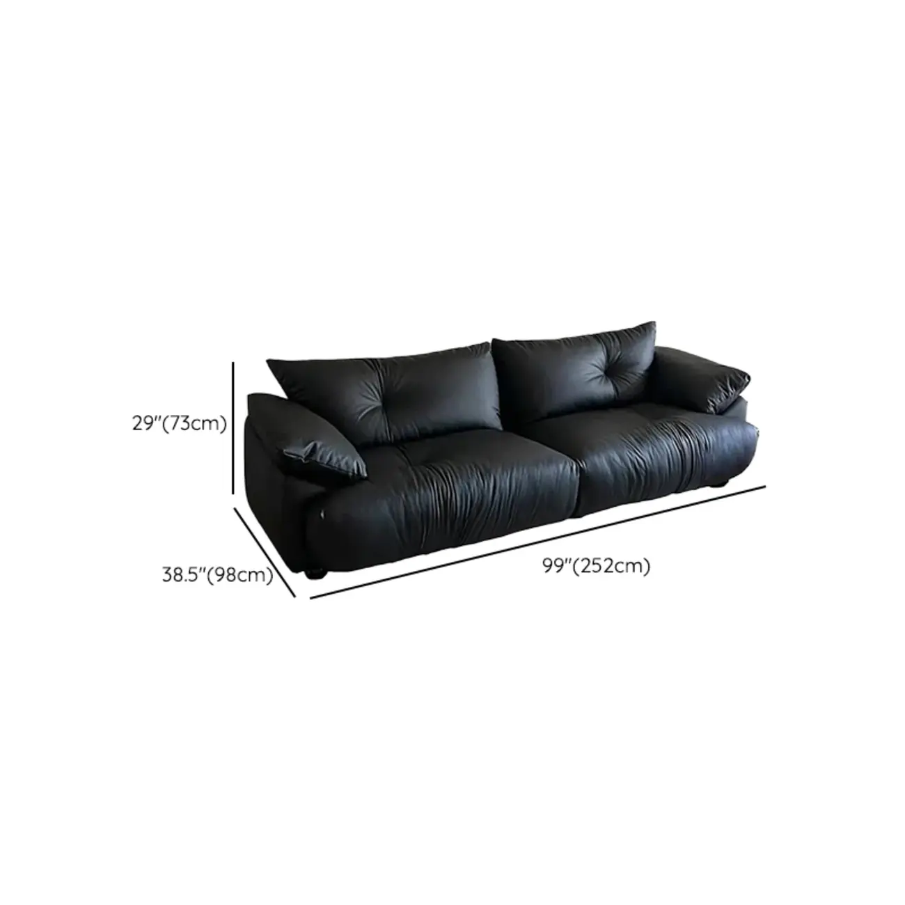 Single Multi-seat Parlor Sofa in Midnight Black with Concealed Support Image - 18 | homeyfad