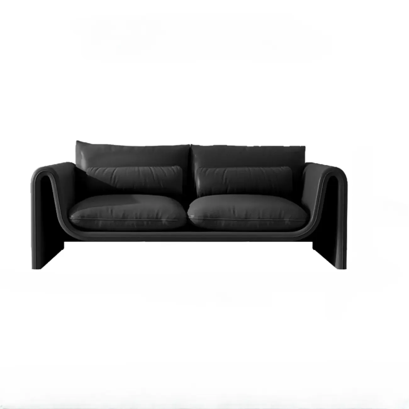 Minimalist Leather Loveseat Sofa Couch with Pillow for Living Room Image - 11