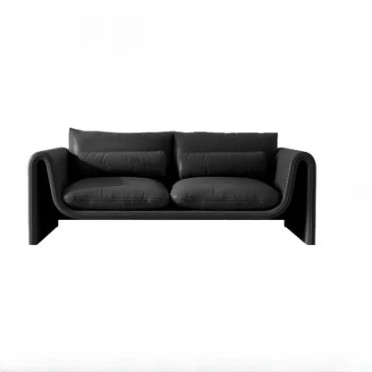 Minimalist Leather Loveseat Sofa Couch with Pillow for Living Room Image - 11