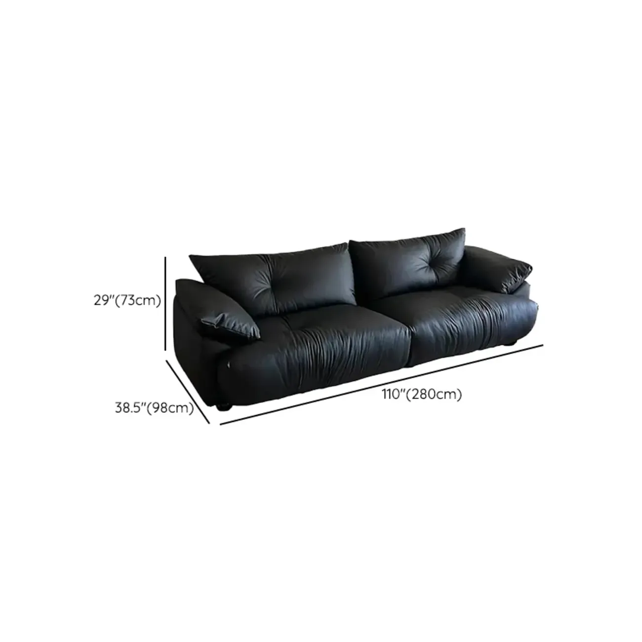 Single Multi-seat Parlor Sofa in Midnight Black with Concealed Support Image - 19