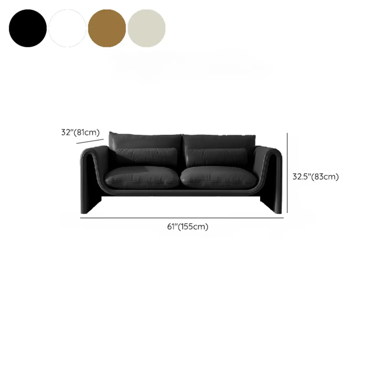 Minimalist Leather Loveseat Sofa Couch with Pillow for Living Room #size