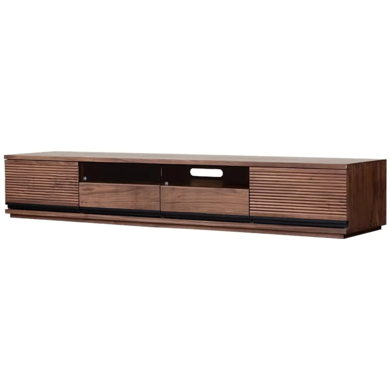Rustic Walnut Wood TV Stand with Drawer and Light for Living Room Image - 4 | homeyfad