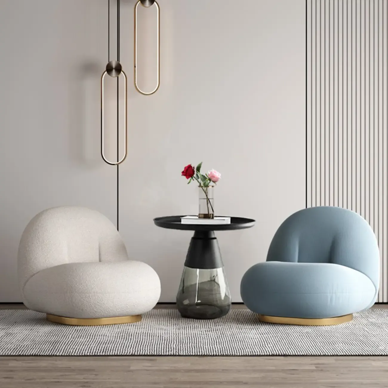 Modern Glass End Table with Round Base for Living Room Image - 4