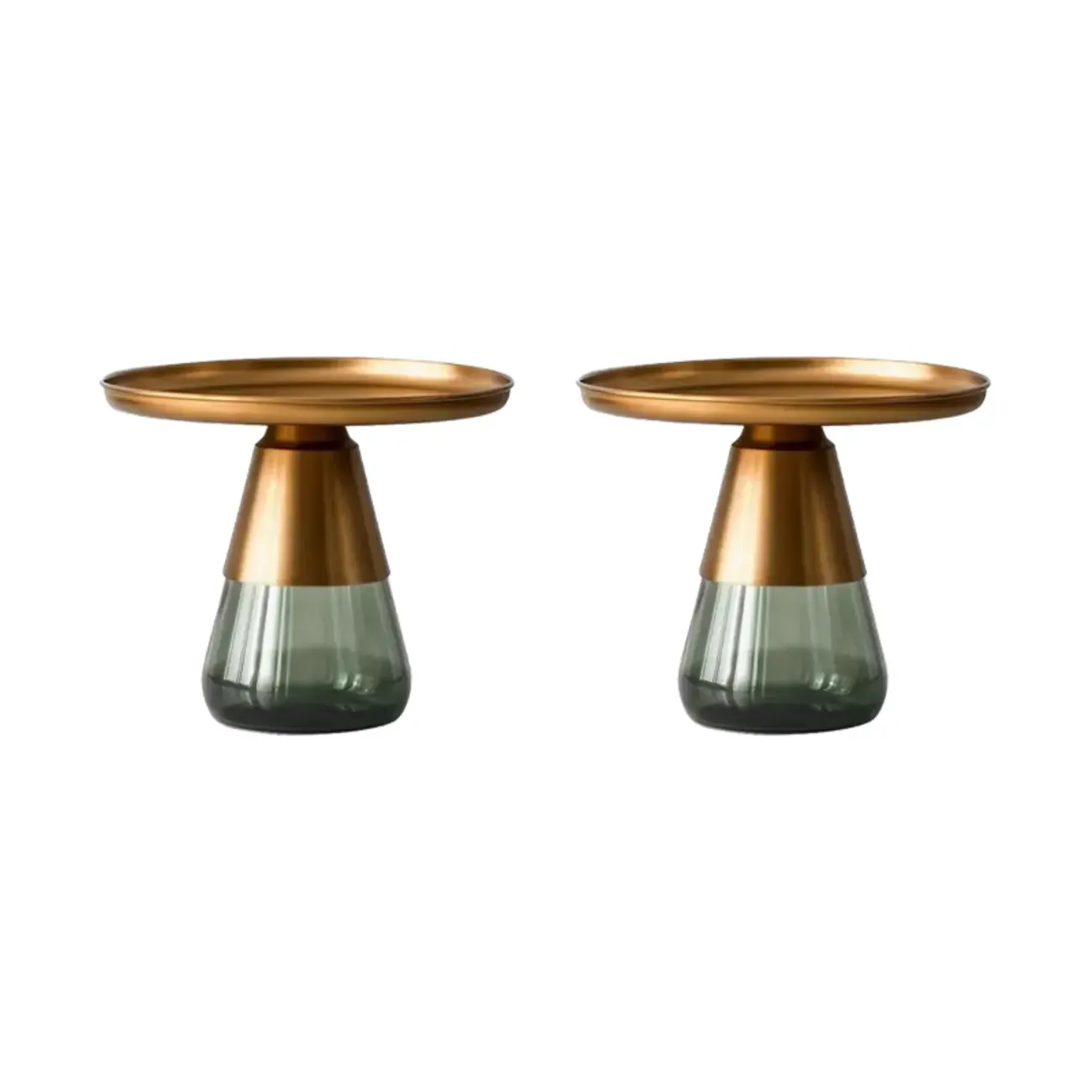 Modern Glass End Table with Round Base for Living Room Image - 5