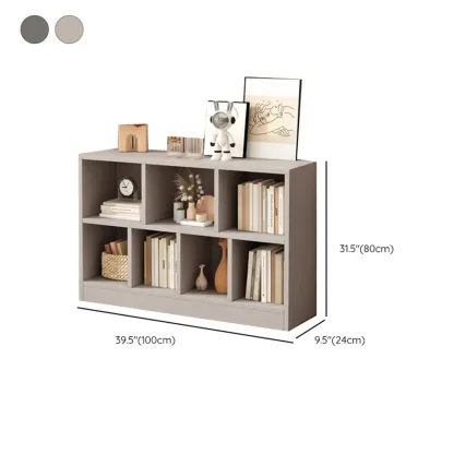 Gray Long Low Bookshelf 2/3-Shelf Horizontal Bookcase Image - 20