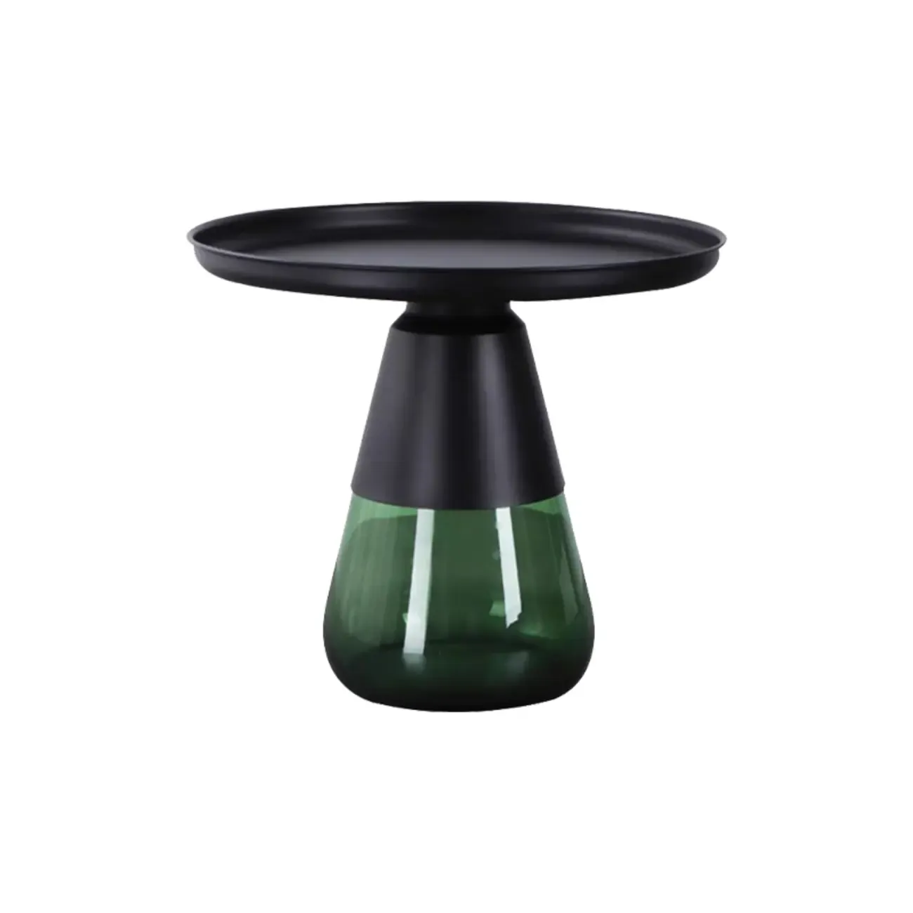 Modern Glass End Table with Round Base for Living Room Image - 6