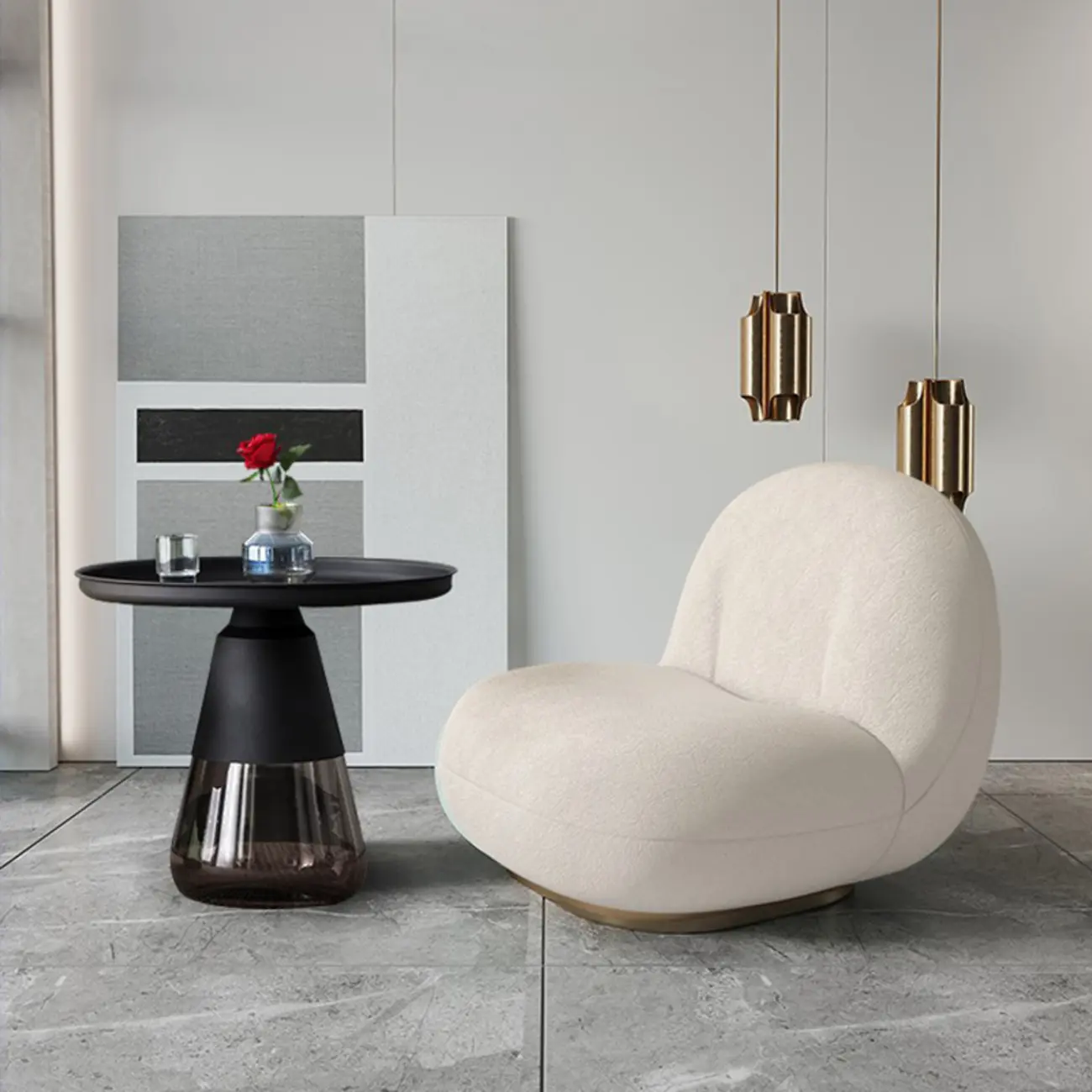 Modern Glass End Table with Round Base for Living Room Image - 7 | homeyfad