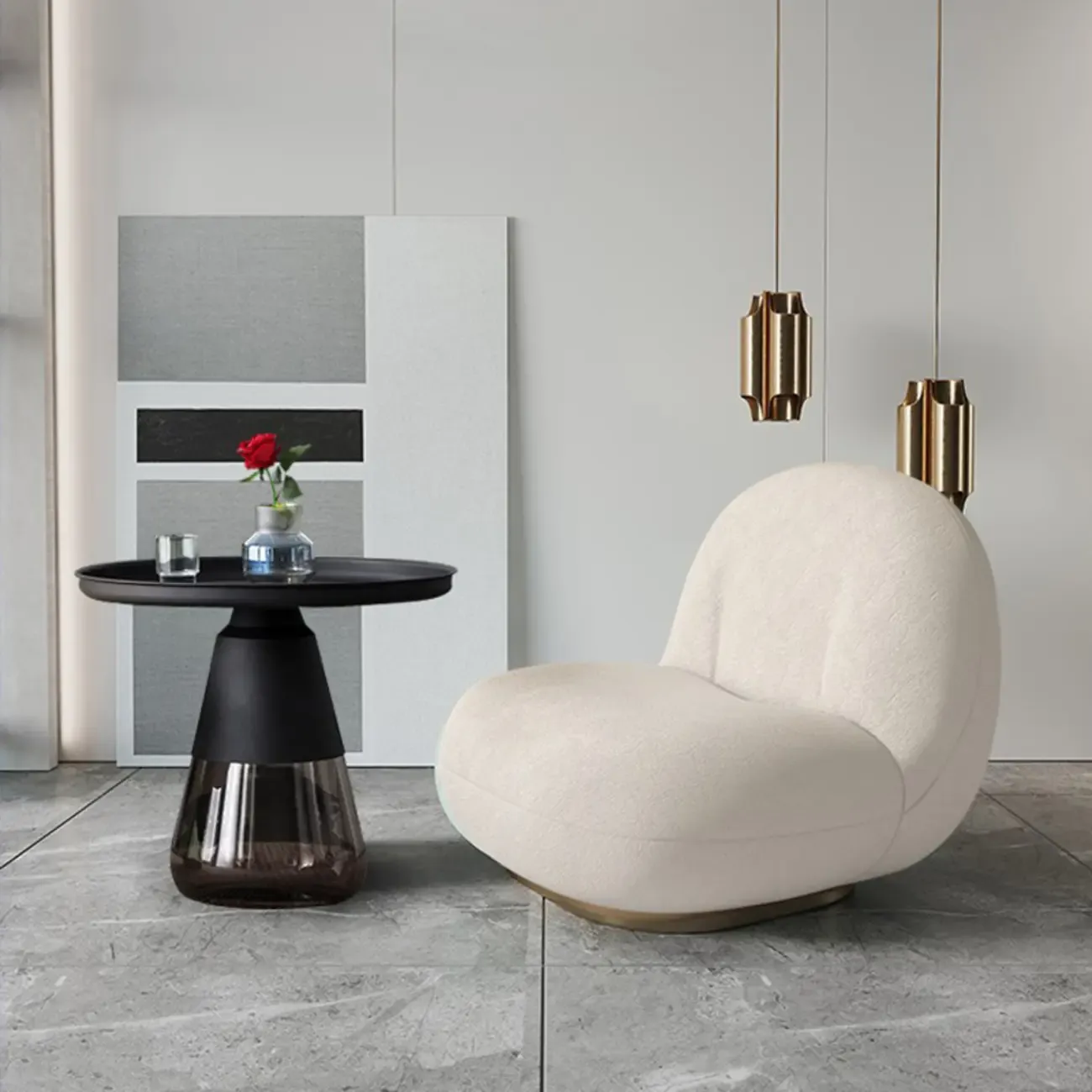 Modern Glass End Table with Round Base for Living Room Image - 7