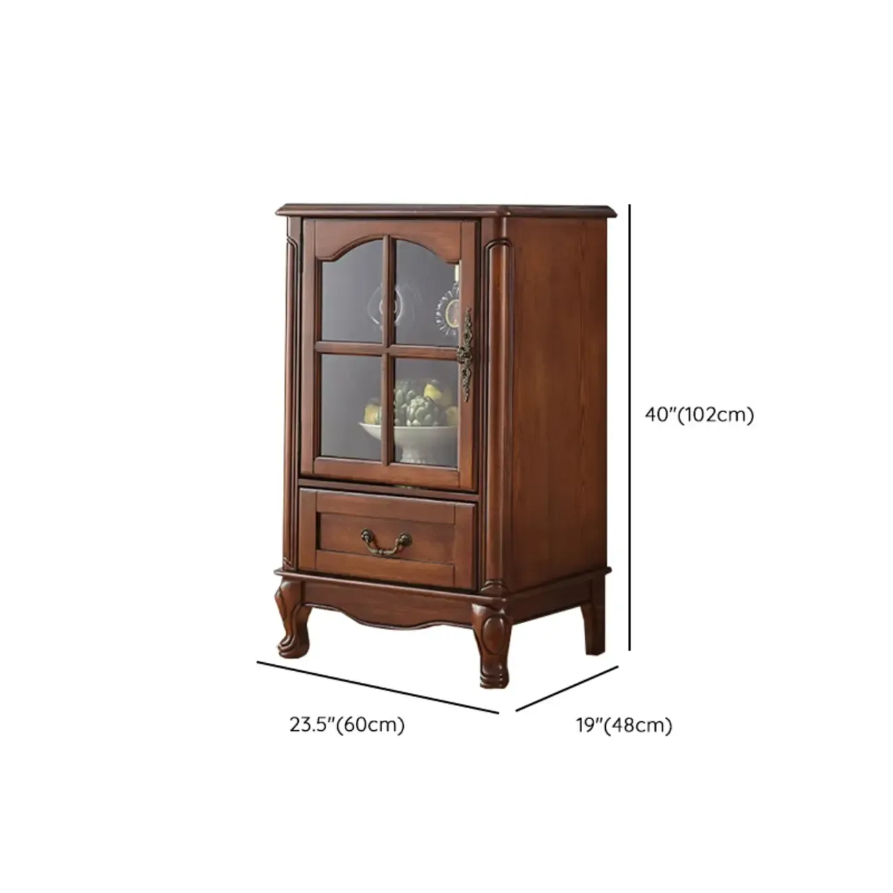 Brown Wine Cabinet with Shelf Compartment Drawers and Glass Doors Image - 17