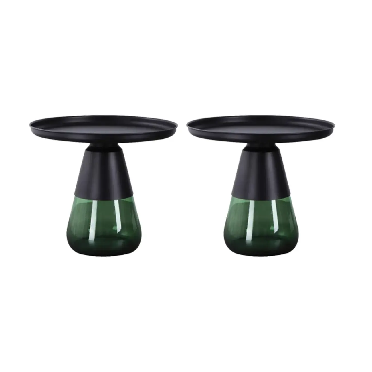 Modern Glass End Table with Round Base for Living Room Image - 8