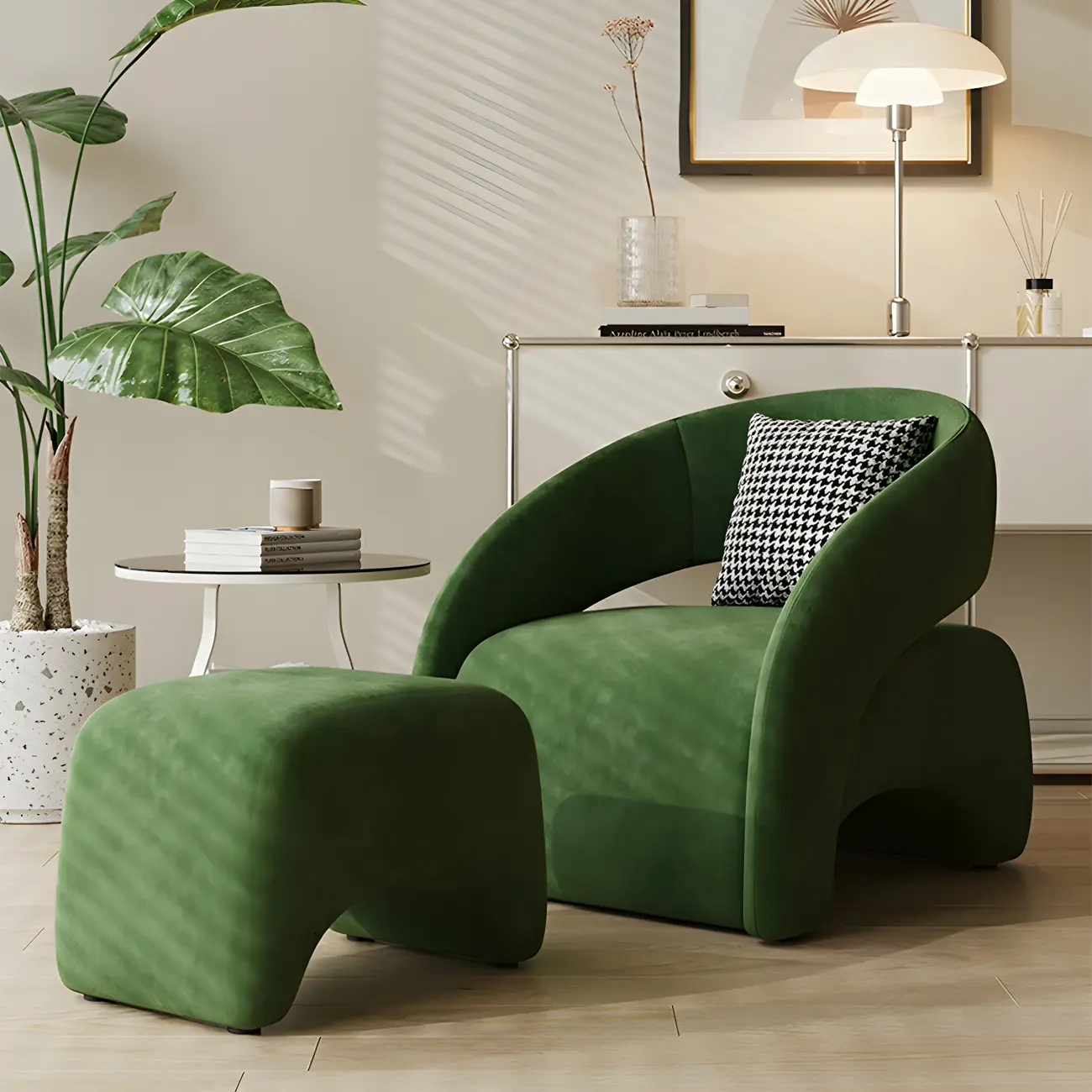 Modern Comfortable High-Back Velvet Accent Chair with 1 Pillo Image - 1 | homeyfad