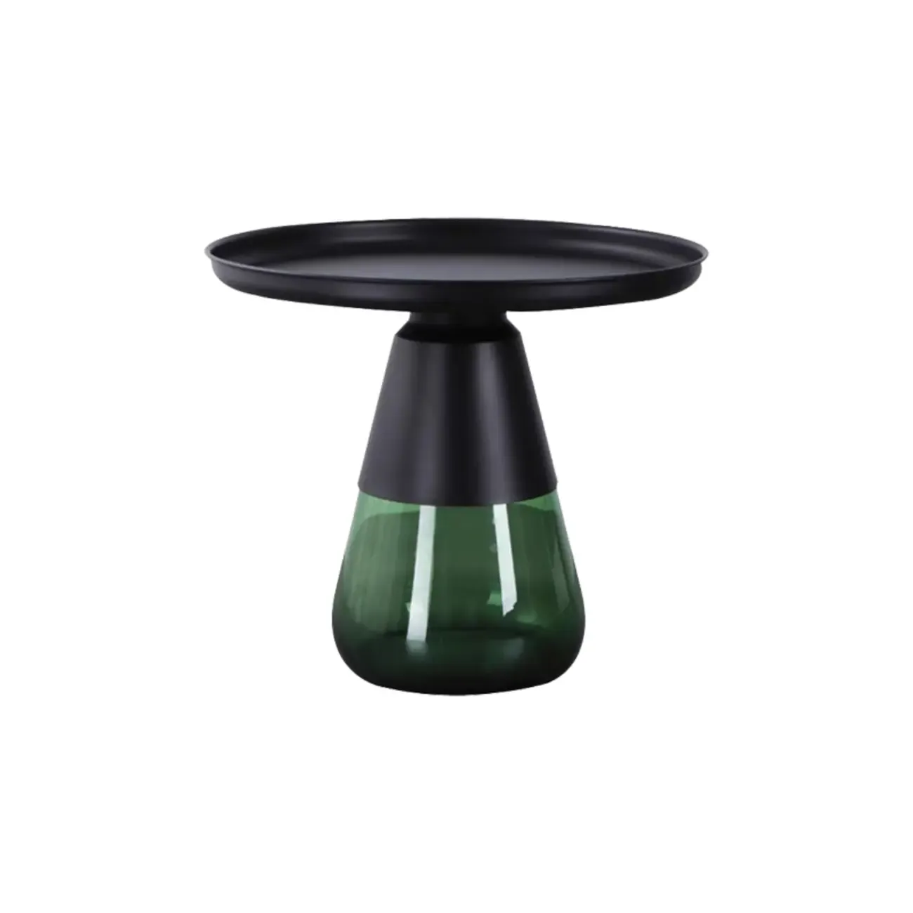 Modern Glass End Table with Round Base for Living Room Image - 9