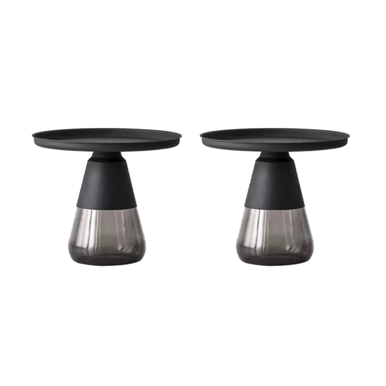 Modern Glass End Table with Round Base for Living Room Image - 12