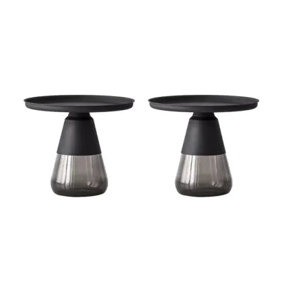 Modern Glass End Table with Round Base for Living Room Image - 12