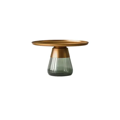 Modern Glass End Table with Round Base for Living Room Image - 13
