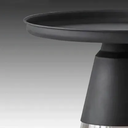 Modern Glass End Table with Round Base for Living Room Image - 14