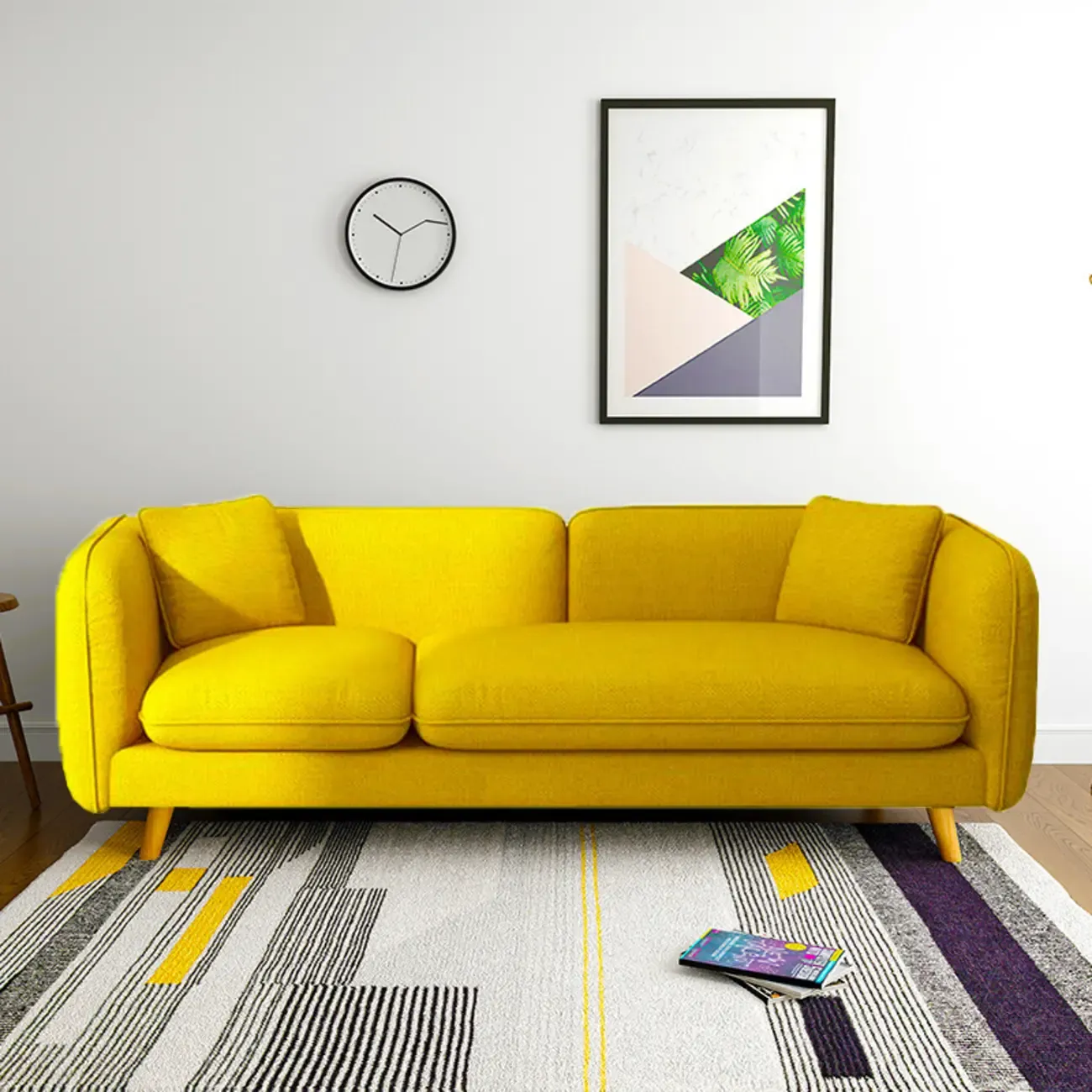 82.5" Sectional Sofa Comfy Cloud Couch for Living Room Modern Sofa Sleeper Deep Couches with Ottoman Image - 2