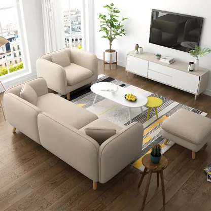 82.5" Sectional Sofa Comfy Cloud Couch for Living Room Modern Sofa Sleeper Deep Couches with Ottoman Image - 3