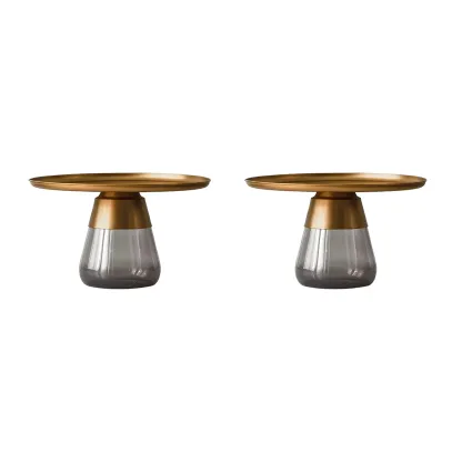 Modern Glass End Table with Round Base for Living Room Image - 18