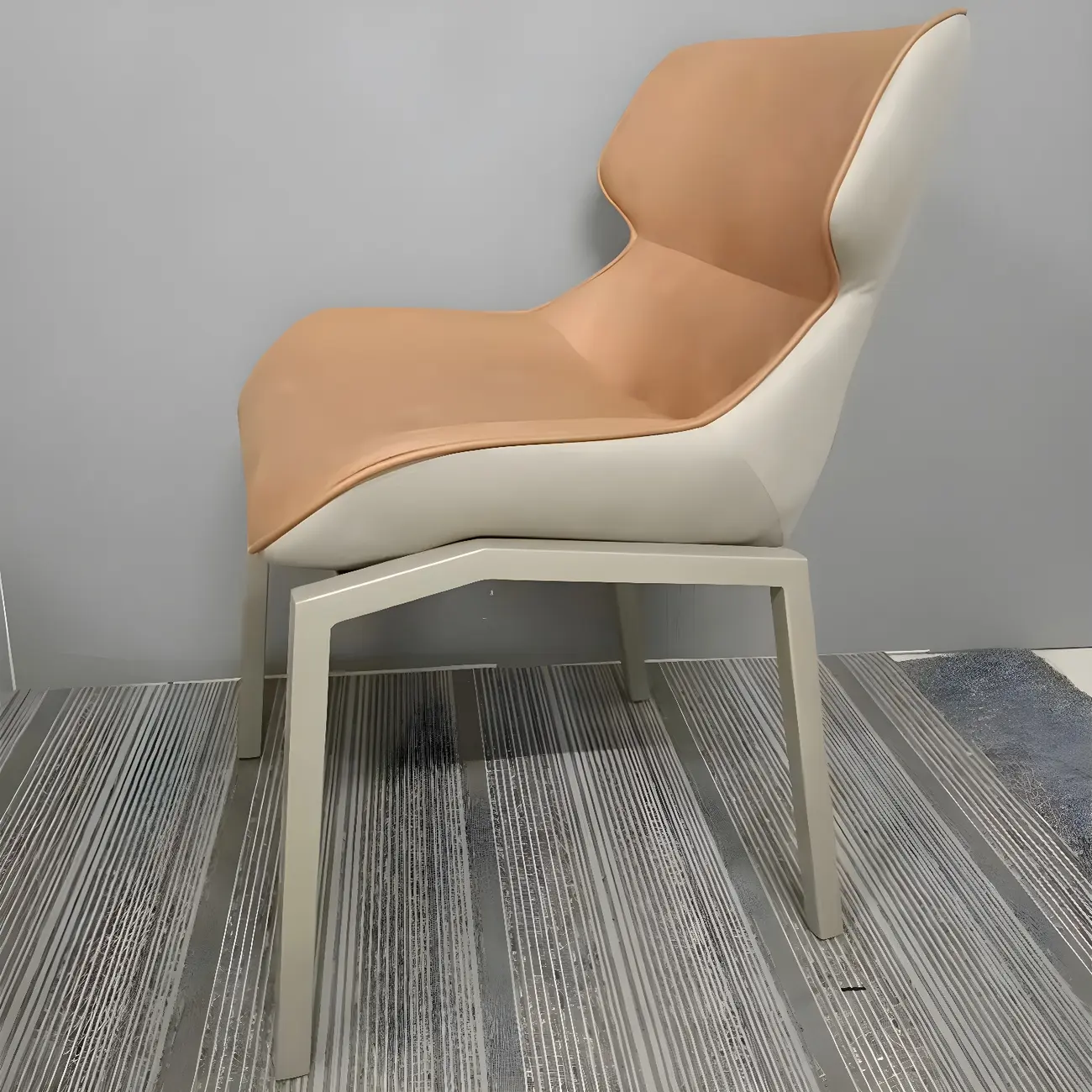 Camel Faux Leather Upholstered Dining Chair with Metal Legs Image - 1 | homeyfad