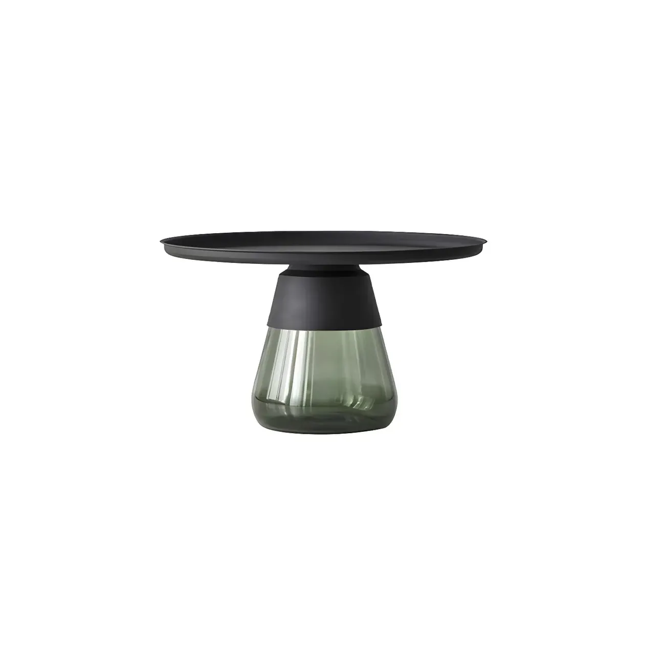Modern Glass End Table with Round Base for Living Room Image - 19