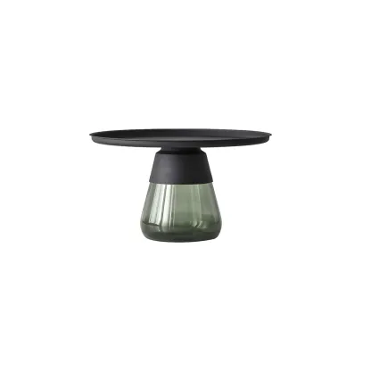 Modern Glass End Table with Round Base for Living Room Image - 19